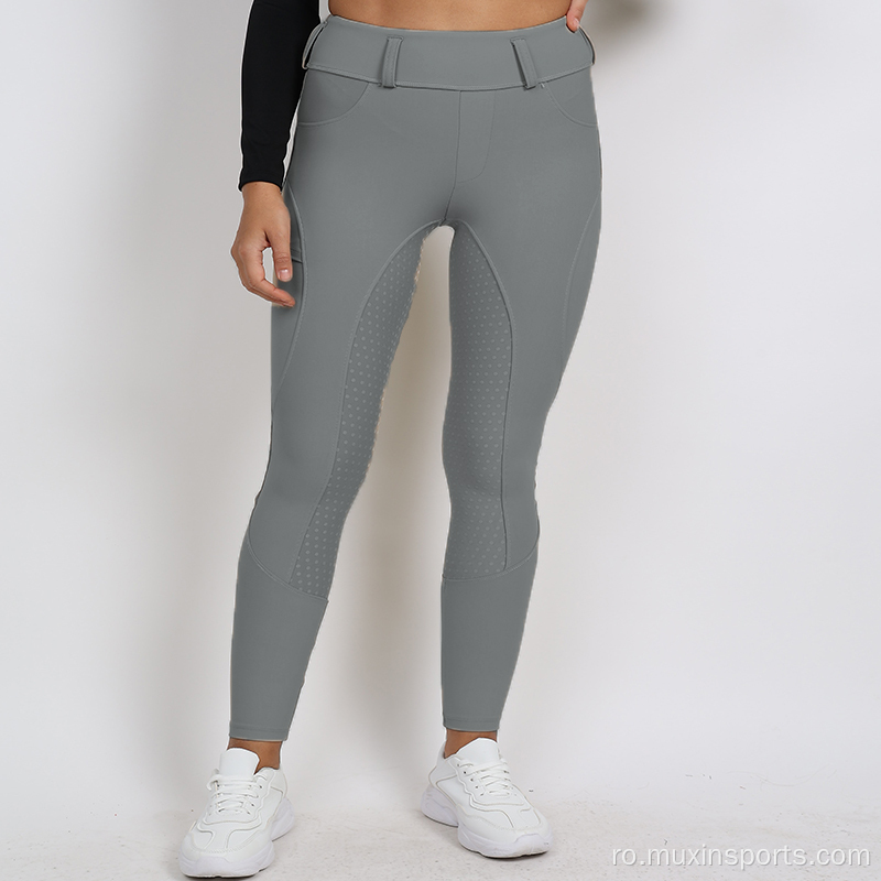 Prelungiri cu ridicata Grey Equestrian Breeches for Women Summer