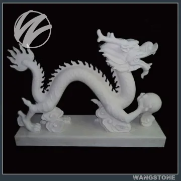 Outdoor Chinese Style White Stone Dragon Statue