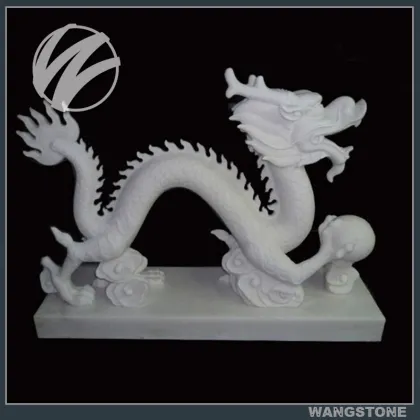 Outdoor Chinese Style White Stone Dragon Statue