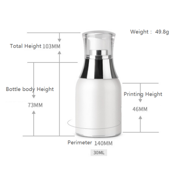 Acrylic white vacuum bottle pump bottle