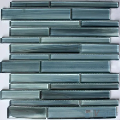 Carolina Blue Linear Hand Painted Glass Mosaic Tiles