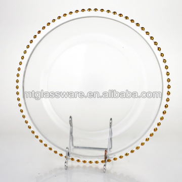 wholesale bear range glass charger plate for buffet serving dish