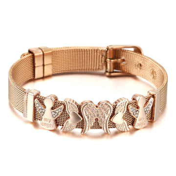 DIY 10 mm Stel roestvrijstalen elastische gaasbarang manchet sieraden aan