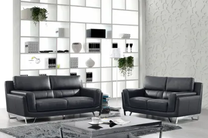 Classic Black Leather Sofa