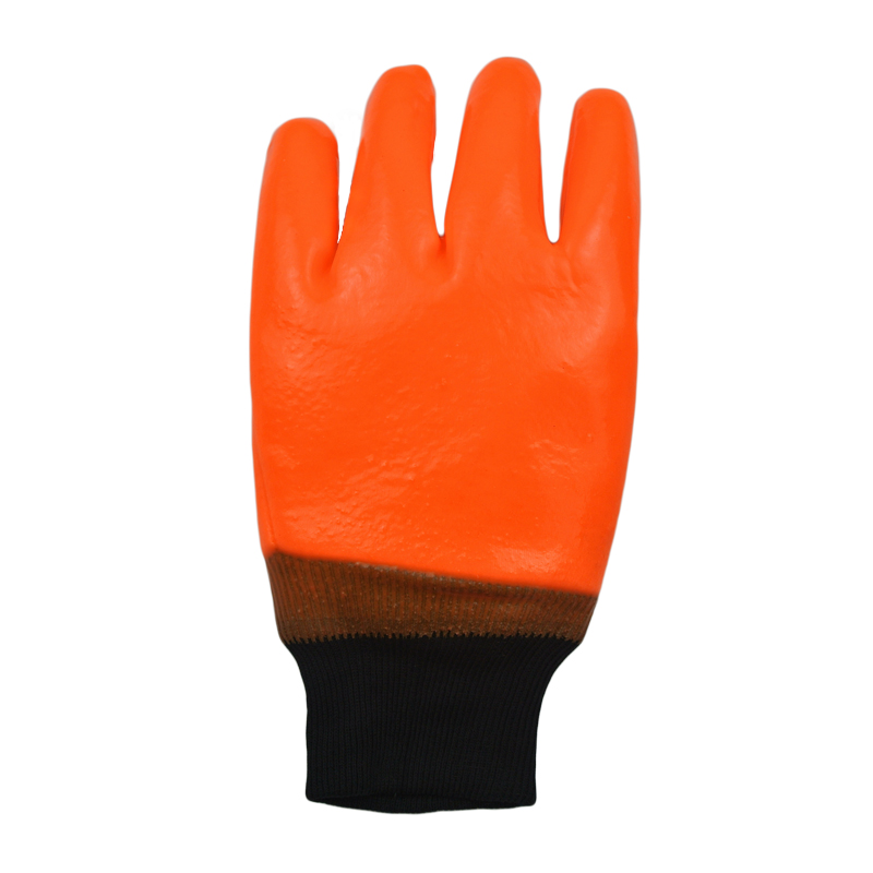 蛍光オレンジPVCコート手袋フォームの絶縁レイニング