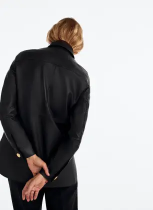 Women Slim Punk Leather Motorcycle Biker Shirt