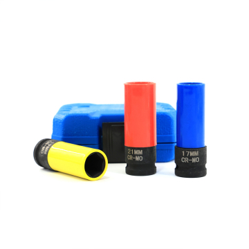 Top-rated 3PC 1/2\" Sq Drive Deep Impact Color Socket Set: Comprehensive Impact Socket Tool Kit with Protective Sleeves