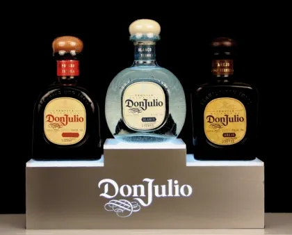 LED Illuminated Patron Tequila Bottle Display Stand