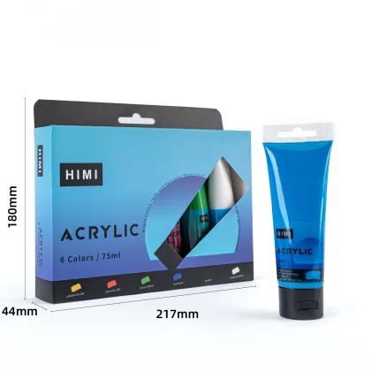 MIYA HIMI Art Painting Cheap Acrylic Paint Artist Tube Set, 75ml/6 Colors