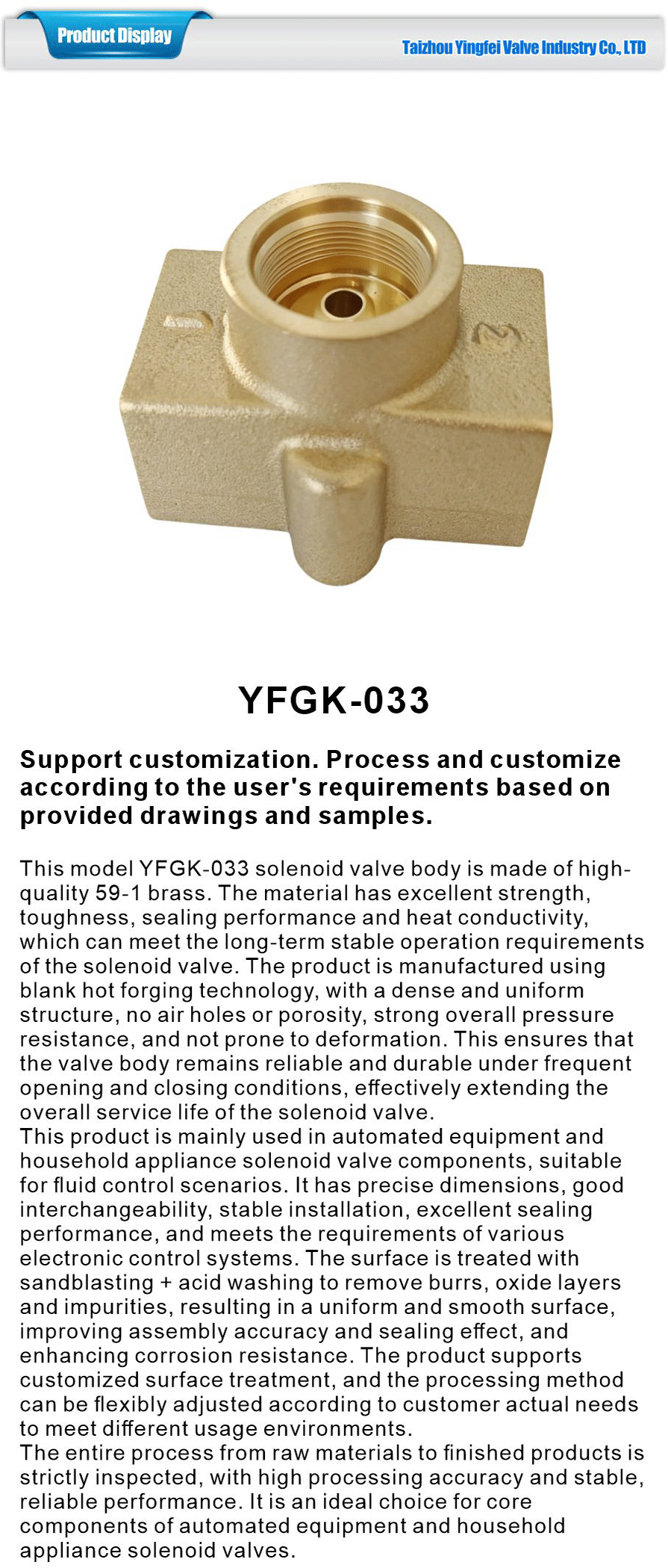 Direct Acting Solenoid Valve For Household