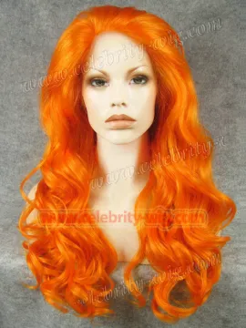 Orange Long Wavy Christina Aquilera Synthetic Lace Front Wig