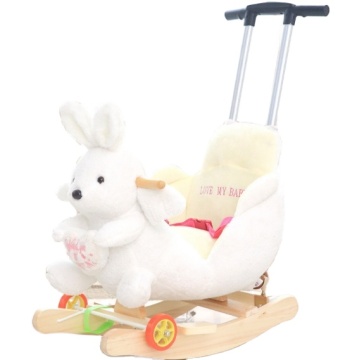 Solid Wood Children's Music Rocking Horse and Chair with Rocking Car