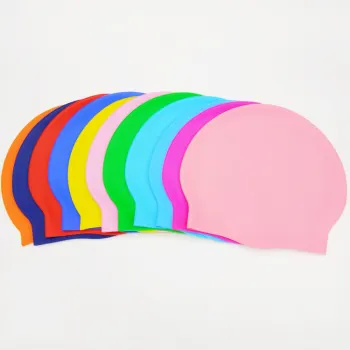 Professional Custom Logo Colored Silkscreen Printed Silicon Swim Cap for Adults