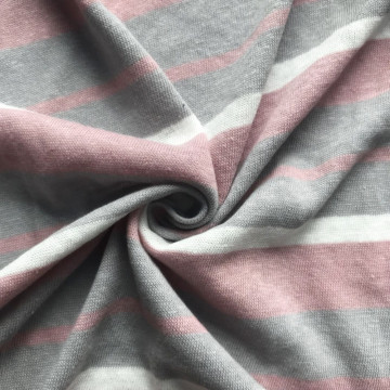 Pink stripe yarn dyed linen cotton fabric