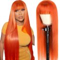 شعر مستعار Orange Ginger مع Bangs 2x4 Lace