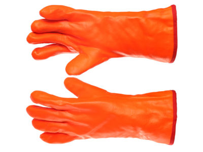 Cotton winter gloves with rough finish pvc coating