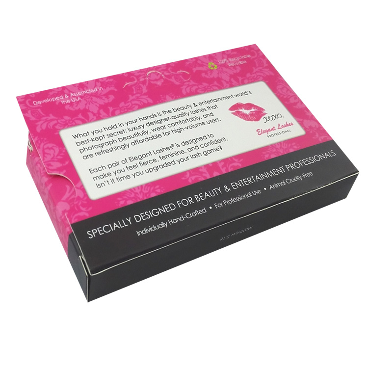 Pink Folding Eyelashes Cosmetic Box with Window