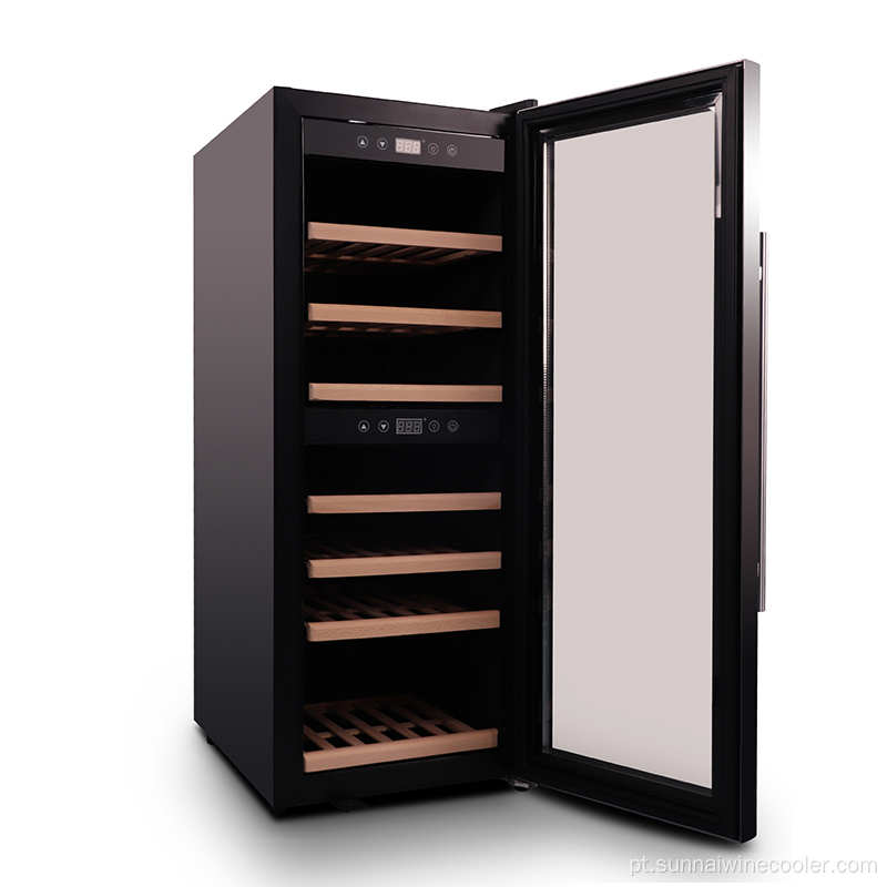 Controle digital Frestanding Wine Cooler com prateleira de faia