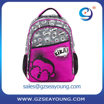 good quality funny nylon laptop school backpack monkey pattern girl school bag