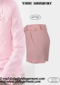 Shorts plissados ​​de linho rosa de cintura alta feminina