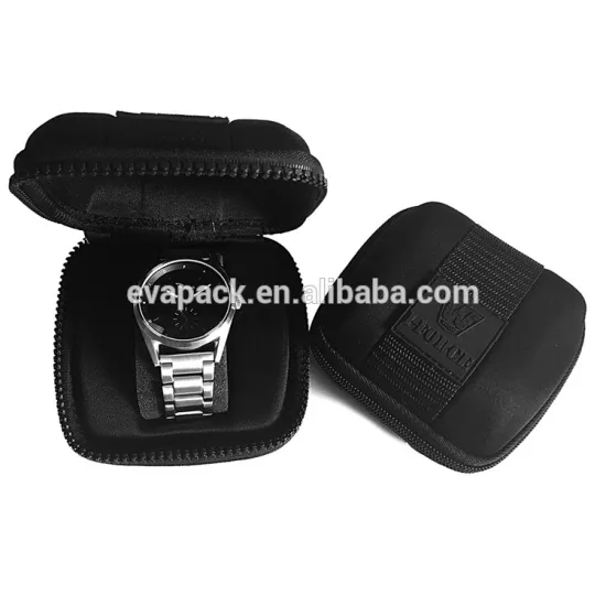 Custom Made Embossed Debossed Logo Design Zipper Closured Eva Watch Display Cases