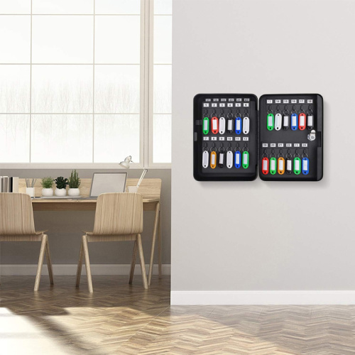 Key Lock Box Wall Mounted with Key Hooks