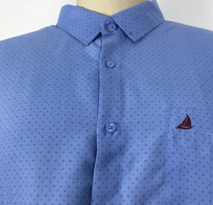 Long Sleeve blue Collar Navy Printing Shirts