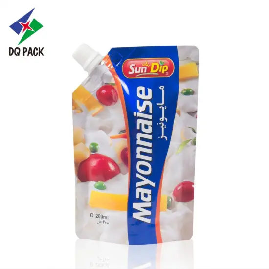 Custom printed food packaging stand up spout pouch