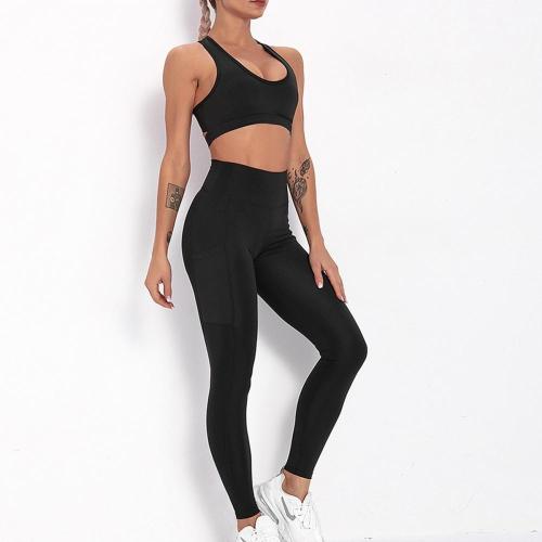 set di abbigliamento da yoga a coste da donna Fitness