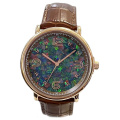 Natural Mosaic Opal Dial Dial Leder Quartz Herrenuhr