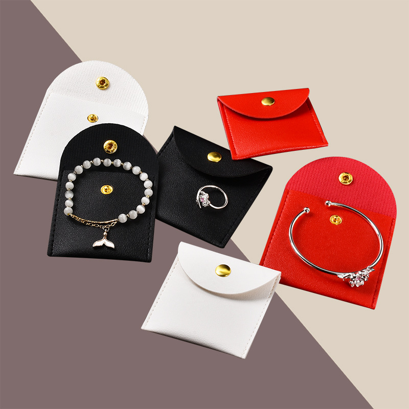 Leather Snap Jewelry Bag for Rings and Necklaces