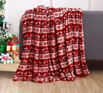 Soft Warm Christmas Fuzzy Raschel Fleece Thick Blanket
