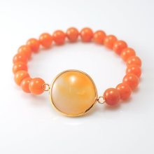 Red Aventurine Bracelet with Agate Pendant Gemstone jewelry