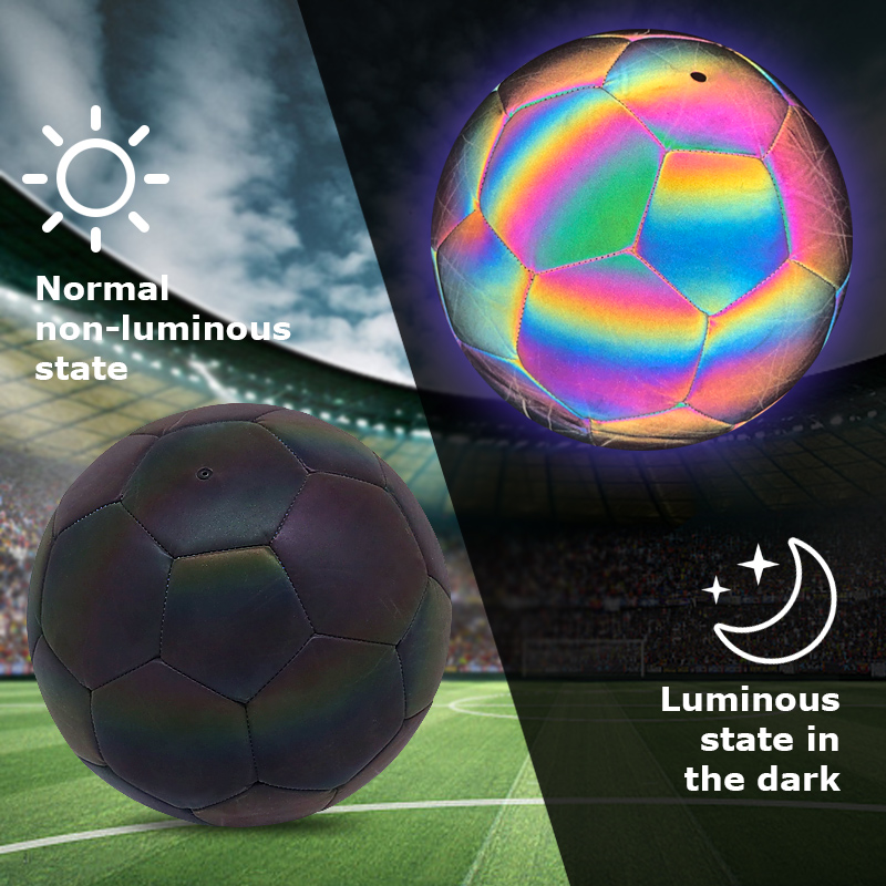 Ballon de football réfléchissant holographique extérieur lumineux