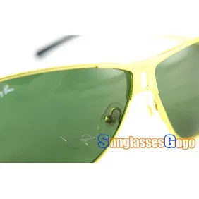 Christmas Discount - Ray Ban RB 3316 Lifestyle Sunglasses Gold Frame with Green Lens