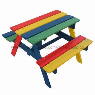 Wooden children table chair