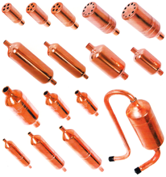 Copper strainer and mufflers for refrigeration