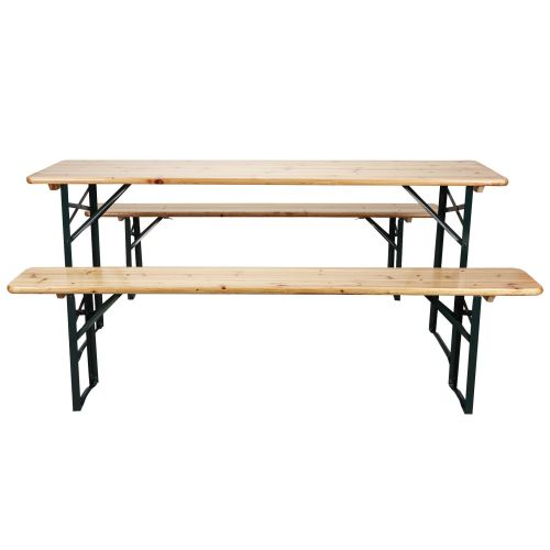 Natural Outdoor Beer Table and Bench Set