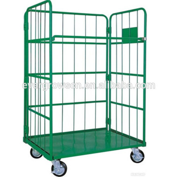 custom design 2/3/4 sides stackable rolling security container for cargo and storage equipment with PP wheels