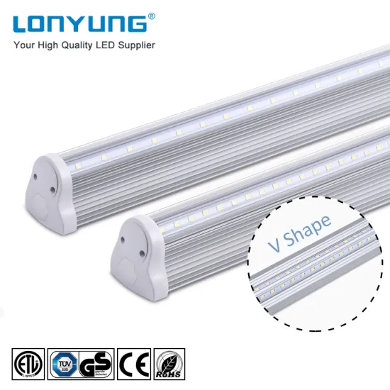 22w 25w 28w T8 LED Tubes, 4ft 5ft 6ft V Shaped Cooler Door Lighting for Freezer Double Row Shop Lights