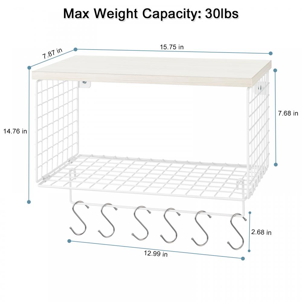 Metal Storage Shelf With Hooks