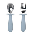 Set furculiță și lingură din oțel inoxidabil cu mâner din silicon