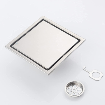 Gold Plated Invisible Concealed Anti-Odor Metal Brass Shower Floor Drain with Square Tiles