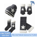 # Bộ đồ dệt kim lót lông cừu màu xám đậm Star Patch