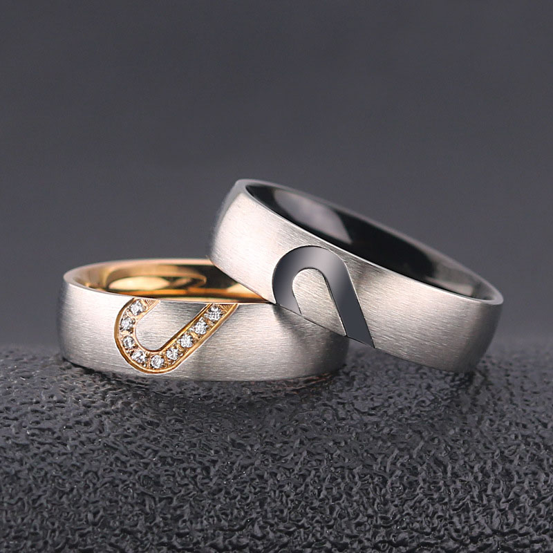 Heart Shaped Wedding Rings Bridal Set