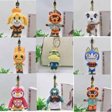 Japan Switch Animal Crossing Tom Nook Keychain Plush Backpack pendant women girl cartoon key chains Cute Backpack gift keyring