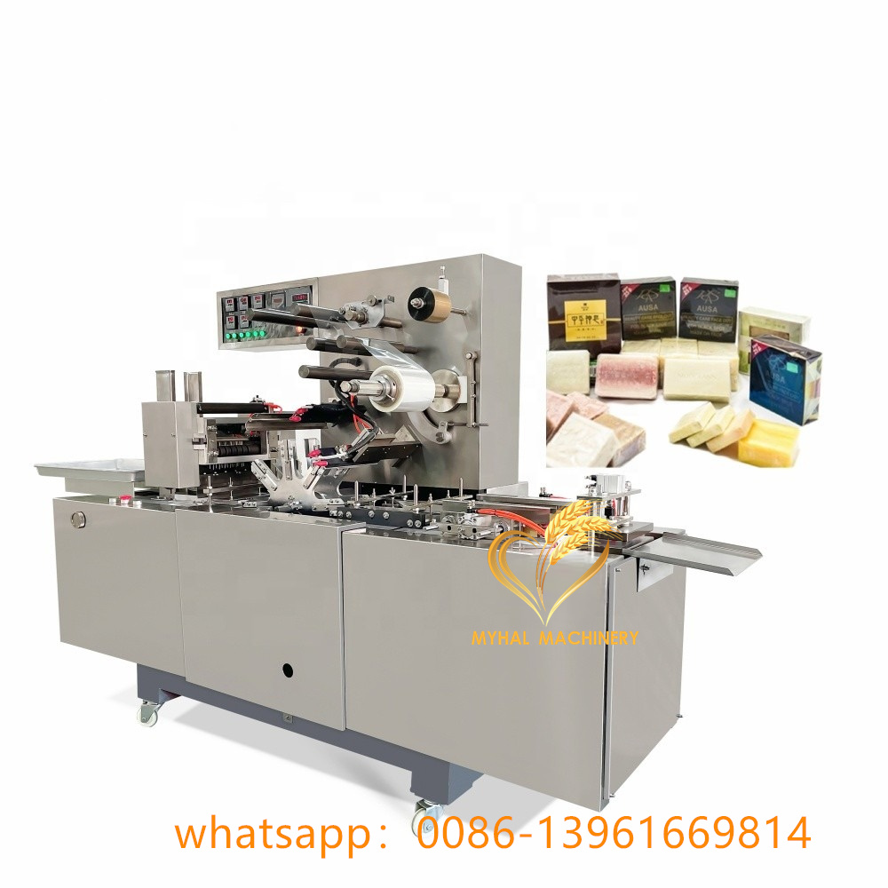 Automatic Box 3D Overwrapping Stretch Plastic Film Pleat Soap Cellophane Wrapping Machine