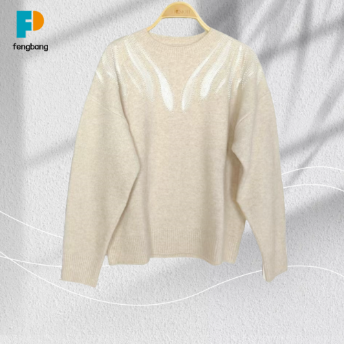 Minimalist Boncuklu Açık Gri Triko Üst