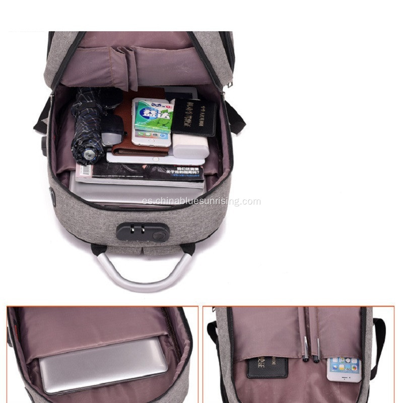 Mochila recargable USB viaje escolar doble bandolera