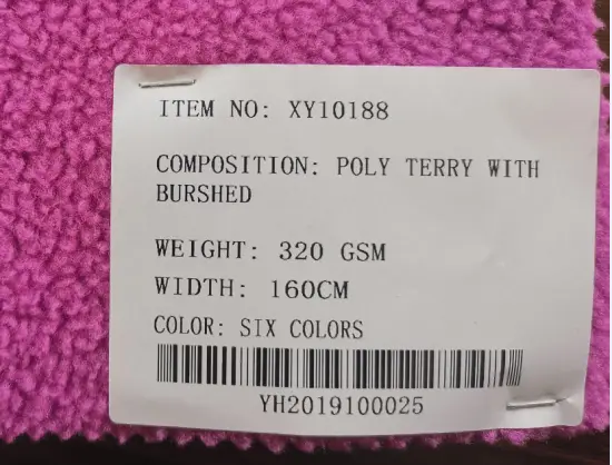 100% Polyester Poly Terry Fabrics